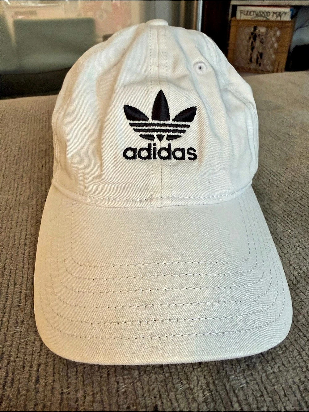 adidas Relaxed Trefoil Strapback Hat White & Gray